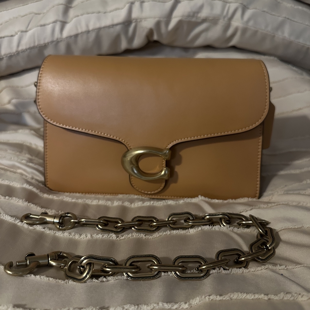Coach Tan and Gold Satchel with Modern Design
